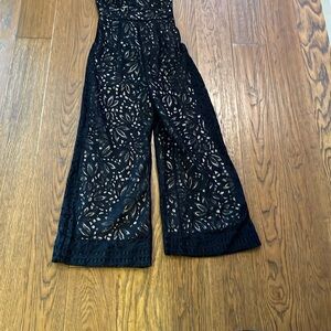 Lulu's Black Sparkle Jumpsuit with‎ Wide-Leg Design